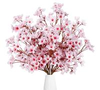 Sggvecsy Flores artificiales de cerezo en flor de cerezo, 8 unidades, tallos de flores de cerezo de seda sintética, ramas de flores de cerezo de 15.7 pulgadas, flores de melocotón falsas para arreglos