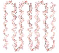 Sggvecsy Paquete de 4 guirnaldas de Flores de Cerezo Artificiales para Colgar, Guirnalda de Flores de Seda para el hogar, Boda, jardín, Fiesta, Arco de Oficina, decoración (Rosa)