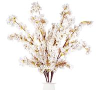 Sggvecsy Ramas Artificiales de Cerezo de 39 Pulgadas, Ramas de melocotón, Tallos Altos de Seda para decoración del hogar, Boda, Mesa de jarrón (3 Piezas, Marfil)