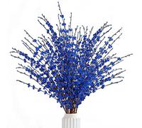 Sggvecsy Ramo de Flores Artificiales de jazmín de 29.5 Pulgadas de Largo, Plantas de jazmín sintético, Ramas secas para Boda, hogar, Fiesta, Oficina, Hotel, Restaurante, Cocina, decoración (Azul)