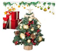 Sghtil Árbol de Navidad de mesa, árbol de Navidad en miniatura de 17.7 pulgadas, centros de mesa iluminados artificiales, decoración de boda, decoración de vacaciones para fiestas en casa