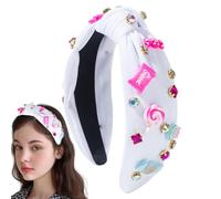 Sghtil Bandas de nudos superiores para mujer, diadema con nudos superiores, diadema con nudo adornado con pedrería, accesorios para el cabello con dijes en forma de chupete, diademas de moda, diadema
