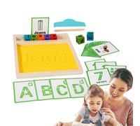 Sghtil Bandeja de escritura de arena para - Bandeja de madera para dibujar letras - Herramienta de aprendizaje del alfabeto para jardín de infantes y guarderías, educación especial