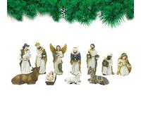 Sghtil Belén De Navidad 11 Piezas, Figuras Resina Nacimiento Jesús Fiestas, Decoración De Navidad Cristiana Escultura para Familias Chimenea Iglesia Católica Mesa