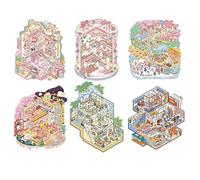 Sghtil Calcomanías de escena en miniatura - Calcomanía creativa 3D sin corte para casa - Calcomanía de paisaje del país de los sueños, libro divertido para niños, para escuela, niño y niña