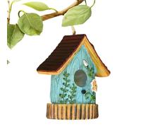 Sghtil Casetas para pájaros al aire libre, casetas para pájaros para colgar al aire libre, caseta para pájaros de exterior suspendida de resina, tallada a mano - Elegantes casetas para pájaros