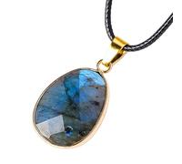 Sghtil Collar de cristal, labradorita de piedra lunar colgante | Collar con colgante de labradorita natural, colgante de labradorita natural, collar, collar de piedra lunar para unisex