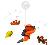 Sghtil Decoraciones flotantes para acuario, decoración de acuario, compañero de juego de peces de dibujos animados | Betta Fish Toys Acuario, Colgante flotante con vista a Fat Diver para acuarios
