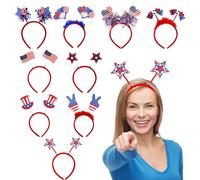 Sghtil Diadema del 4 de julio, diadema patriótica,Casco azul blanco rojo | Accesorios del Día de la Independencia Memorial Memorial, desfiles del 4 de julio, barbacoa, traje de fiesta