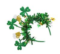 Sghtil Diadema para el día de San Patricio, accesorios de disfraz irlandés verde del día de San Patricio, diadema lisa de trébol con sombrero de bolos para niños y adultos