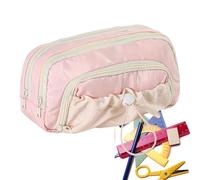 Sghtil Estuche grande | Estuche para lápices de gran capacidad | Porta reglas con doble cremallera para artículos de viaje, diario creativo, universidad y actividades artísticas, Rosa claro, Se
