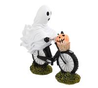 Sghtil Figura decorativa de fantasma - Escultura de fantasma de Halloween en bicicleta, escultura espeluznante de resina, decoración del hogar para dormitorio, estantería, mesas de comedor, armarios