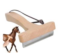 Sghtil Herramienta de aseo para caballos, accesorio de aseo para animales, cepillo desecante antioxidante con mango de madera para gatos cachorros caballos animales de tamaño pequeño a mediano