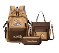 Sghtil Kit Mochila Capybara | Set Mochila de gran capacidad para niñas | Accesorios Estudio Escolar Impermeable para Viaje Escuela Picnic Diario Fiestas Cumpleaños Niños, Uno, Se référer au descriptif