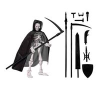 Sghtil Números de acción multiarticulación, figura de acción de cráneo, estatua de cráneo para decoración del hogar, figura poable con, capa, modelo de montaje de herramientas de combate para niñas
