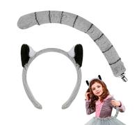 Sghtil Orejas de Animales | Diadema Lemuriana con Orejas y Cola Accesorios de Disfraz para Niños Fiesta de Halloween Cosplay Carnaval Espectáculo Escénico Mascarada Vacaciones y Fiestas