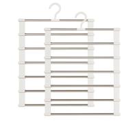 Sghtil Percha para pantalones, 6 niveles, organizador plegable, 2 unidades, para pantalones vaqueros, faldas, armario, dormitorio y dormitorio