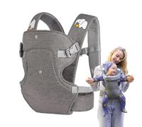 Sghtil Portabebé Ergonómico - Portabebé ajustable 2 en 1 con asiento de cadera - Bufanda transpirable lumbar con asiento de cadera y sobre ligero para mamá, papá y niño pequeño