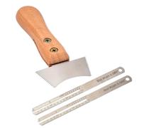 Sghtil Regla de guitarra, Guitarra recta | Luthier Tools Acero inoxidable - Medición de la nivelación, cortador de raspador de ranura liviano portátil con manija de madera para limpieza, mantenimiento