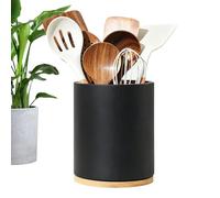 Sghtil Soporte para utensilios para encimera de cocina, soporte de almacenamiento giratorio 360°, organizador de madera, soporte de almacenamiento para cuchillos, cucharas, tenedores, encimeras de