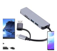 Sghtil Splitter USB multipuerto, Tipo C Hub para teléfono | Adaptador de cubo de ordenador portátil multifuncional,Herramienta de datos de alta velocidad de 10 cm, muelle de extensión ligero para el