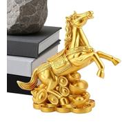 Sghtil Statuette Cheval - Figura de colección de Resina Dorada de Prosperidad, Regalo de Caballo de Año Nuevo, de Primavera, para Coche, Escuela, Oficina, cafetería, salón, exposición, Noche