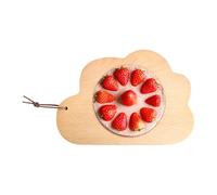 Sghtil Tabla de embutidos en forma de nube, bandeja de tabla de cortar de madera para charcutería, tabla de cortar con textura de madera natural para filetes, frutas, pasteles, pan y pizza