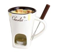 Sghtil Taza para Derretir Chocolate | Olla Derretidora De Chocolate Cerámica con Tenedor - Taza Cuenco para Queso Hecho A Mano,para Mariscos Aperitivos Postres Salsas Dulces Pan Noches De Cita