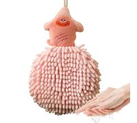 Sghtil Toalla con forma de pelota de algodón con forma de bola borrosa, toalla de secado rápido con dibujos animados, con toalla de chenilla con anillo