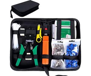 SGILE Comprobador de Cable de Red RJ45, Network Tool Kits Red RJ 45, Profesional Mantenimiento de la Computadora LAN Cable Tester 9 en 1 Herramientas de Reparación