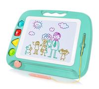 SGILE Pizarra Magnética Infantil Grande, Juguetes Pintura niños 1 a 4 Años | Tablero de Dibujo Borrable con 4 Sellos, Juguete Educativo de Viaje, Regalo de Cumpleaños para Niño y Niña, 32 x 42 cm, Verde
