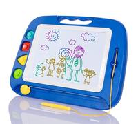 SGILE Pizarra Magnética Infantil Grande, Juguetes Pintura niños 1 a 4 Años | Tablero de Dibujo Borrable con 4 Sellos, Juguete Educativo de Viaje, Regalo de Cumpleaños para Niño y Niña, 32 x 42 cm, Azul