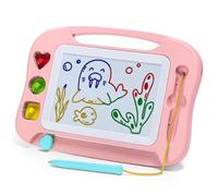 SGILE Pizarra Magnética Infantil para Dibujar, Pizarra Infantil Borrable con Boli Magnético, Tablero de Dibujo con 3 Sellos, Regalo de Cumpleaños, Juguete Educativo para Niños, Rosa