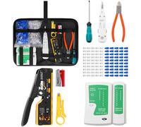 SGILE RJ45 Kit Herramientas Completo de Prensado, Cat5 Cat6 Cat7 Máquina Integrada Multifunción, Juego de Pruebas de Cable LAN de Mantenimiento Informático, 50 Conectores CAT6