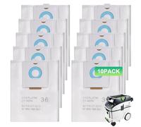 Sgizoku 496186 - Bolsa de filtro para extractor de polvo Festool CT 36 / CTM 36 E/CTL 36 E CLEANTEC Series, paquete de 10 bolsas de polvo al vacío para Festool SC FIS-CT 36/5