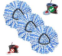 Sgizoku Cabezal de repuesto para fregona Viledar H2PrO Spin Mop - Paquete de 3 cabezales de fregona de microfibra azul para sistema RinseClean de 2 tanques