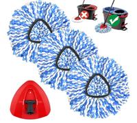 Sgizoku H2PrO Turbo Cabezales de fregona con Base giratoria compatibles con Cabezales de Repuesto Viledar RinseClean: 3 recambios de fregona de Microfibra + 1 Base Triangular para fregona