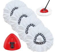 Sgizoku Recambio de mopa de Microfibra para Vileda Cabeza de fregona 4 recambios de mopa Blanca+1 Base de fregona roja para Easy Wring Turbo Fregona Giratoria