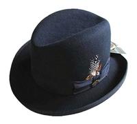 SGJFZD Classic Wool Fieltro Homburg Godfather Fedora Bowler Hat for Hombres y Mujeres (Color : Blue, tamaño : 7 1/8-7 3/8)