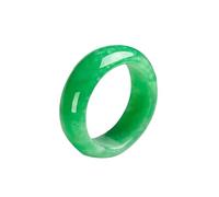 SGKOMN Anillo de Jade Verde Natural Feng Shui para Mujer, Anillo de Yoga auténtico, Flor Flotante de jadeíta, Anillo Verde Manzana