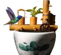 SGKOMN Fuente de Agua Solar de bambú, Bebedero para pájaros con Fuente de bambú, Elemento acuático para jardín Exterior, Fuente de bambú Zen Feng Shui, decoración para estanques, para c, 29.5in