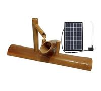 SGKOMN Fuente de bambú, Elemento acuático Estilo Zen Feng Shui, Adorno de jardín Natural Resistente a Las Grietas, Fuente circulante alimentada por energía Solar, decoración paisajístic, 14in(35cm)