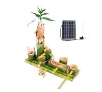 SGKOMN Fuente de bambú Natural, Fuente de Agua con Bomba y energía Solar, decoración Feng Shui para jardín Zen, Fuente de circulación para Estanque de Patio, balcón, césped o pecera., 15.7in(40cm)