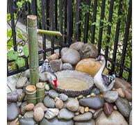 SGKOMN Fuente de bambú para Exteriores Hecha a Mano con Bomba, Fuente de Agua Solar de bambú, decoración de Paisaje acuático Zen, Fuente de Agua para jardín Feng Shui, Bebedero para páj, 43.3in