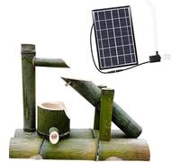 SGKOMN Fuente Solar de bambú, Kit de Fuente de Agua para jardín Zen, Adorno Feng Shui Independiente, decoración de Paisaje Exterior, Cascada de bambú Natural para Patio, Estanque y Jard, 21.7in(55cm)