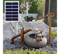 SGKOMN Kit de Fuente de Agua de bambú con energía Solar, Fuente Zen Mecedora Hecha a Mano, decoración de Agua Independiente con Bomba, Acento de jardín Feng Shui, para Bebedero de pájar, B