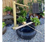 SGKOMN Kit de Fuente de Agua Solar de bambú, Fuente Zen Hecha a Mano para jardín, Elemento acuático Feng Shui para Exteriores, Fuente Decorativa para paisajes, para bebederos de pájaros, 28in(70cm)