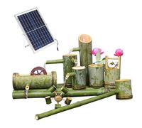SGKOMN Kit de Fuente de bambú Natural, Fuente de Agua Zen Feng Shui con energía Solar y Rueda giratoria, Adorno de Agua circulante, para Patio, Estanque, Bebedero para pájaros, jardín y, 21.7in(55cm)
