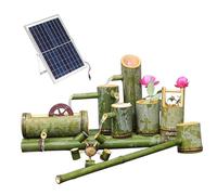 SGKOMN Kit de Fuente Solar de bambú Natural, Fuente de Agua Zen con Rueda giratoria, Adorno circulante Feng Shui para Bebedero de pájaros, Cuenco de jardín, Patio, balcón, Estanque., 27.6in(70cm)