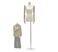SGKOMN Maniquí Femenino de Torso, Modelo de Medio Cuerpo con Brazos de Madera, Expositor para Tienda de Ropa, para modistas Que cosen Vestidos, 3 Estilos, Hexagon Base